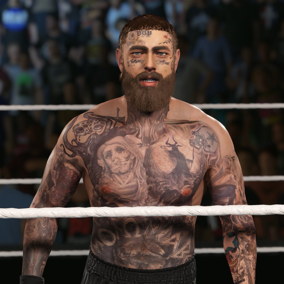 𝐓𝐀𝐓𝐁𝐎𝐘 𝐆𝐑𝐈𝐌 (@hairydirtysoul) on Twitter photo Made some serious progress on my <a href="/PostMalone/">Post Malone</a> CAW in #WWE2K25.
Been working for the last 5.5 hours (straight) on his football helmet shoulder tattoo and left sleeve - I'm exhausted.
Will attempt to do more tomorrow (it's currently 2:40am Tuesday morning rn lmao) Made some serious progress on my <a href="/PostMalone/">Post Malone</a> CAW in #WWE2K25.
Been working for the last 5.5 hours (straight) on his football helmet shoulder tattoo and left sleeve - I'm exhausted.
Will attempt to do more tomorrow (it's currently 2:40am Tuesday morning rn lmao)