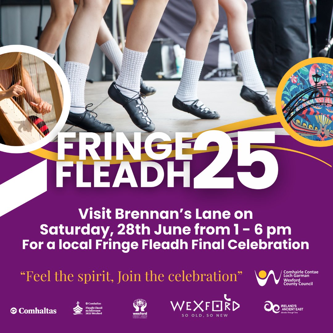 🎶 New Ross hosts the final Fringe Fleadh event from this corner of Wexford on Saturday, 28th June at Brennan’s Lane. The central location is the perfect backdrop as the tunes and atmosphere of the Fleadh fill the town once again, and the spirit of the Fleadh continues to grow