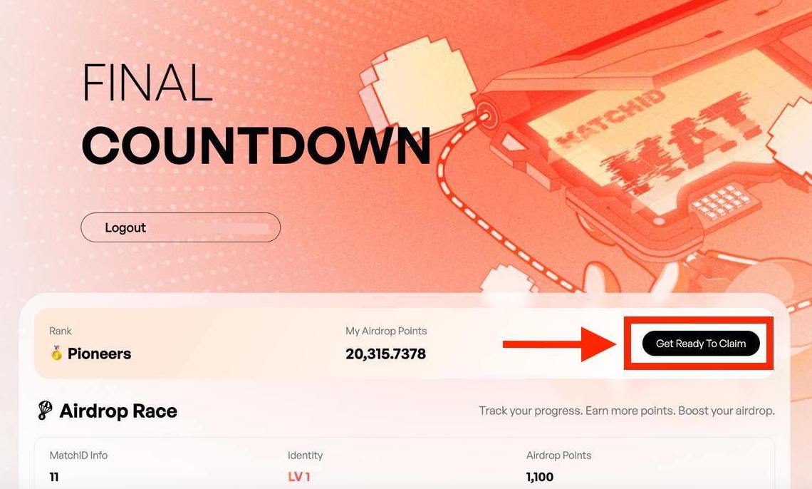 ⏳ Don’t miss your airdrop!
The airdrop portal is live, but you must do the following to claim successfully:

👉 Go to airdrop.matchain.io
Tap “Get ready to claim” and submit your wallet.
Submit the wallet which you’ll use to claim your airdrop.

Snapshot is done. But your