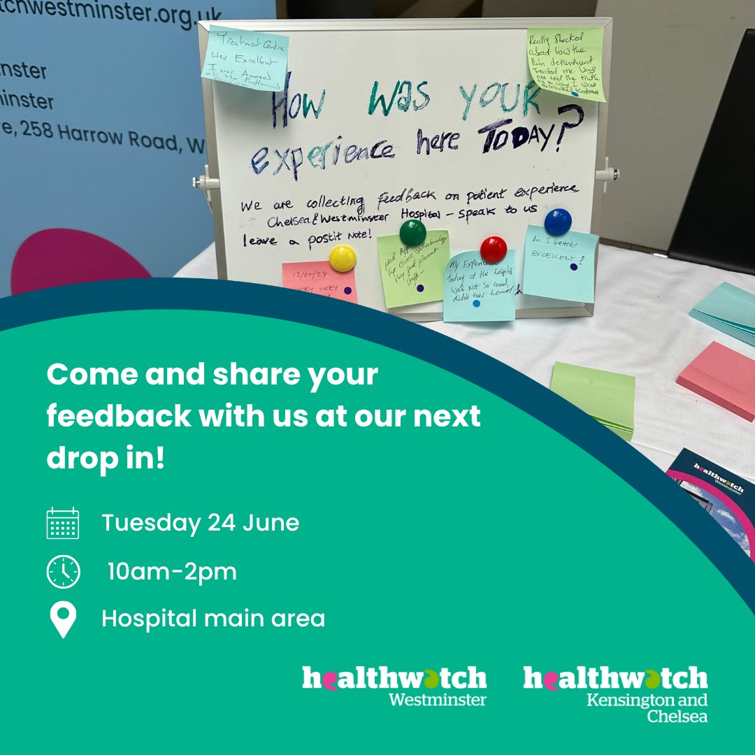 On Tuesday 10 June, we visited Queen Charlotte's Hospital to deliver our Patient Experience Programme.

In total, 14 patients shared their experiences of using services such as the gynaecology and maternity clinics.

We'd love to hear your feedback at our next session on 24 June!