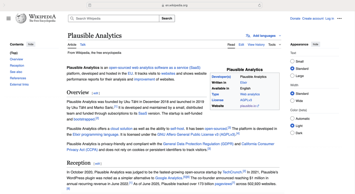 We now have a <a href="/Wikipedia/">Wikipedia</a> page! 🎉