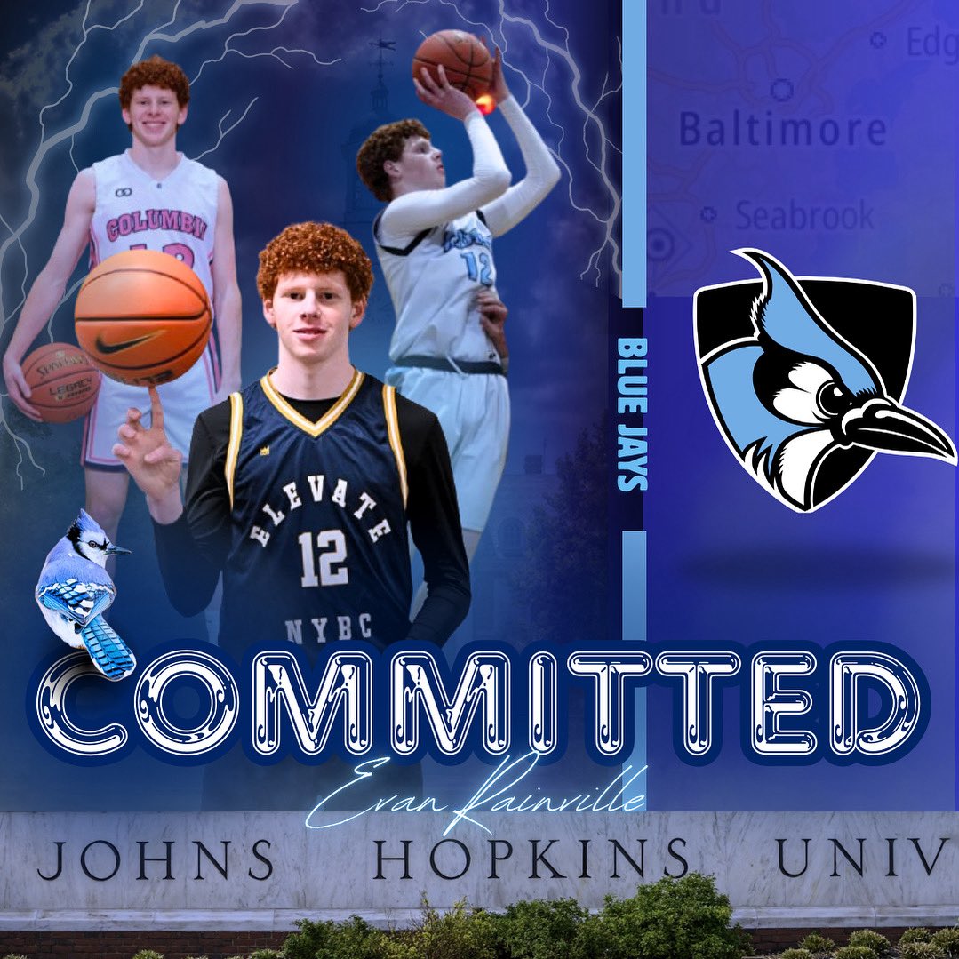 Next on our list, introducing the newest member to the Blue Jay Family! Evan Rainville is a 6’3 Point Guard from Columbia High School in East Greenbush, NY. Welcome to Baltimore, Evan! #GOHOP #HopkinsPride