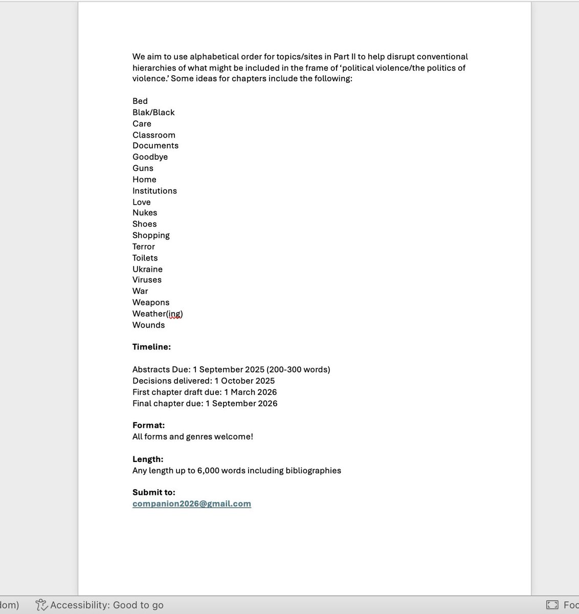 Call for abstracts! Routledge Companion on “gender and the politics of violence: violent unravellings”  editors shine Choi, Cristina Masters &amp; Marysia Zalewski.