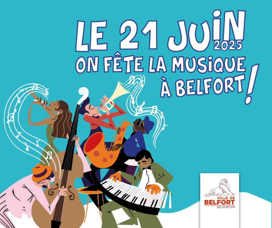 Le samedi 21 juin on célèbre la Fête de la musique ! 🎸🎶🎉

La Ville de Belfort s'ambiance au rythme des concerts donnés par les talents locaux : pop, rock, funk, jazz, techno... 

Tout la programmation👉bit.ly/fêtedelamusiqu…

#fêtedelamusique #belfort