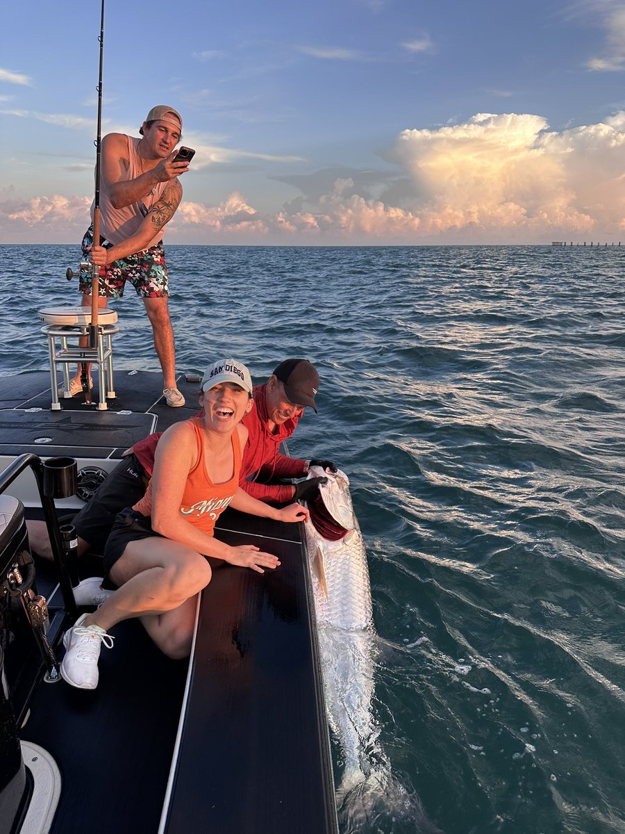 Nice morning for the 🐐 to snag her first tarpon. Proud husband. She dominated. #GetYouSome