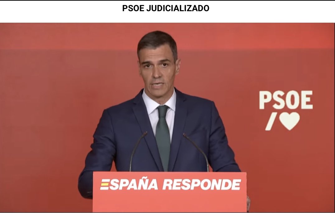 Un Sánchez compungido y cariacontecido actúa y da el mitin; ataca sobre todo al PP y a Vox, a los que acusa de corruptos, se lamenta, ay, de haber confiado en Cerdán y Ábalos, y dice que la suya es de unos pocos y ya se verá, y que no puede manchar su liderazgo y labor por España