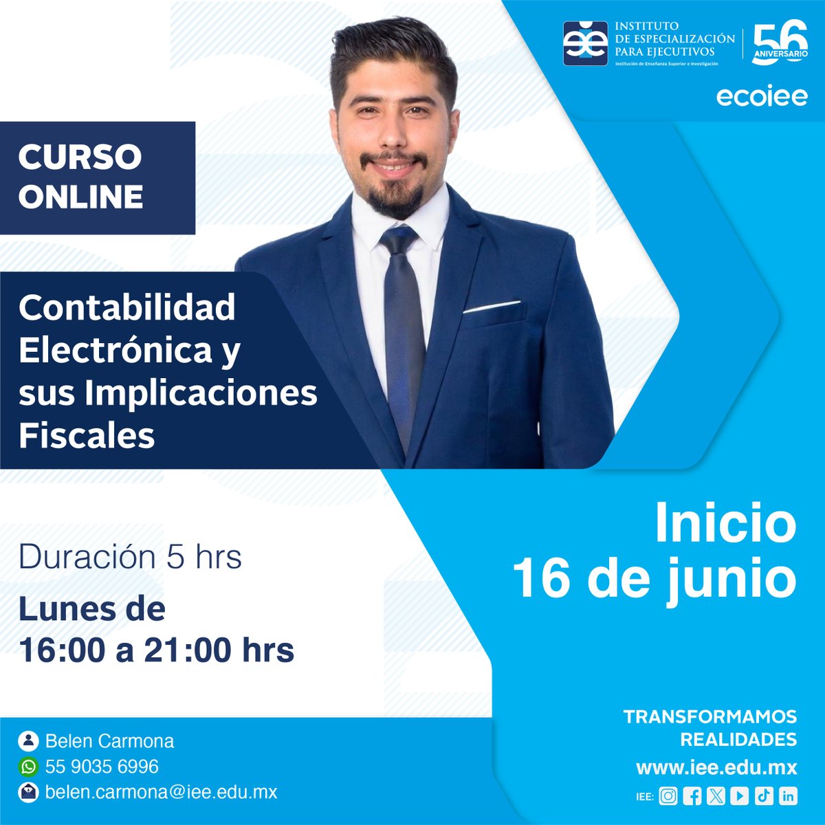 ¿Dominas la contabilidad electrónica y sus obligaciones fiscales?
Inscríbete al curso del IEE y aprende a cumplir con el SAT y evitar sanciones.
📅 Inicio: 16 de junio
📲 Más info por DM.