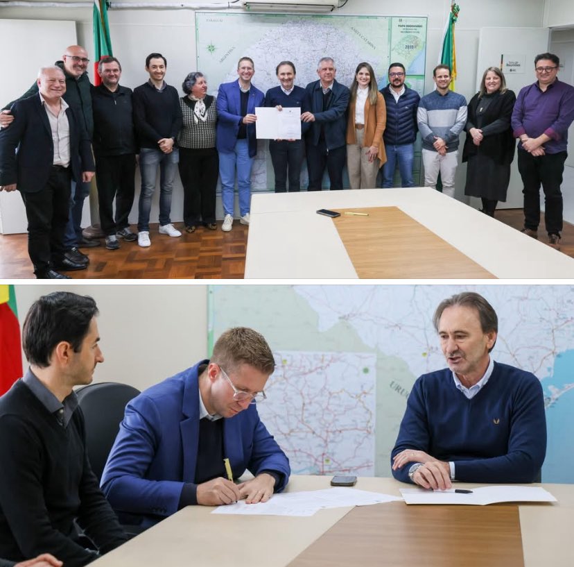 Acompanhei a assinatura do
Início das obras de pavimentação da Estrada de Santa Flora.