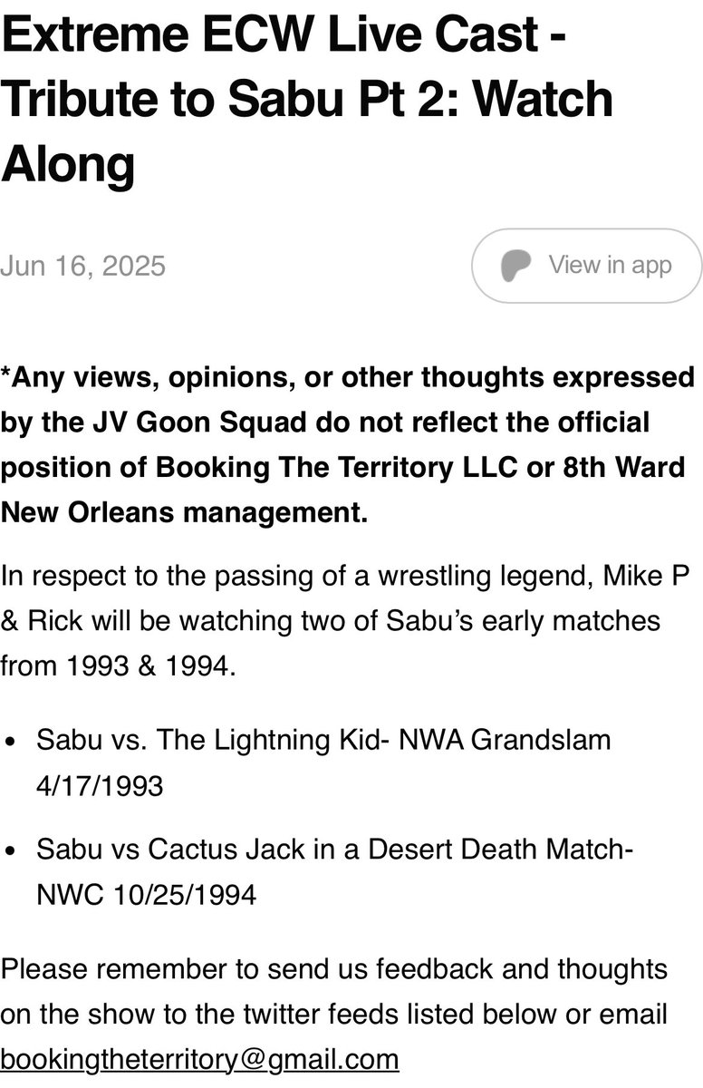 ExtremeCast's tweet image. Now available!!

Bonus Episode - Tribute to Sabu Part 2: Watch Along

Available exclusively on the @BTT_Podcast $5 Patreon tier 

Patreon.com/bookingtheterr…

Hosts: @MPRU83  @JohnVanDamage @LeoWyatt85

#RIPSabu