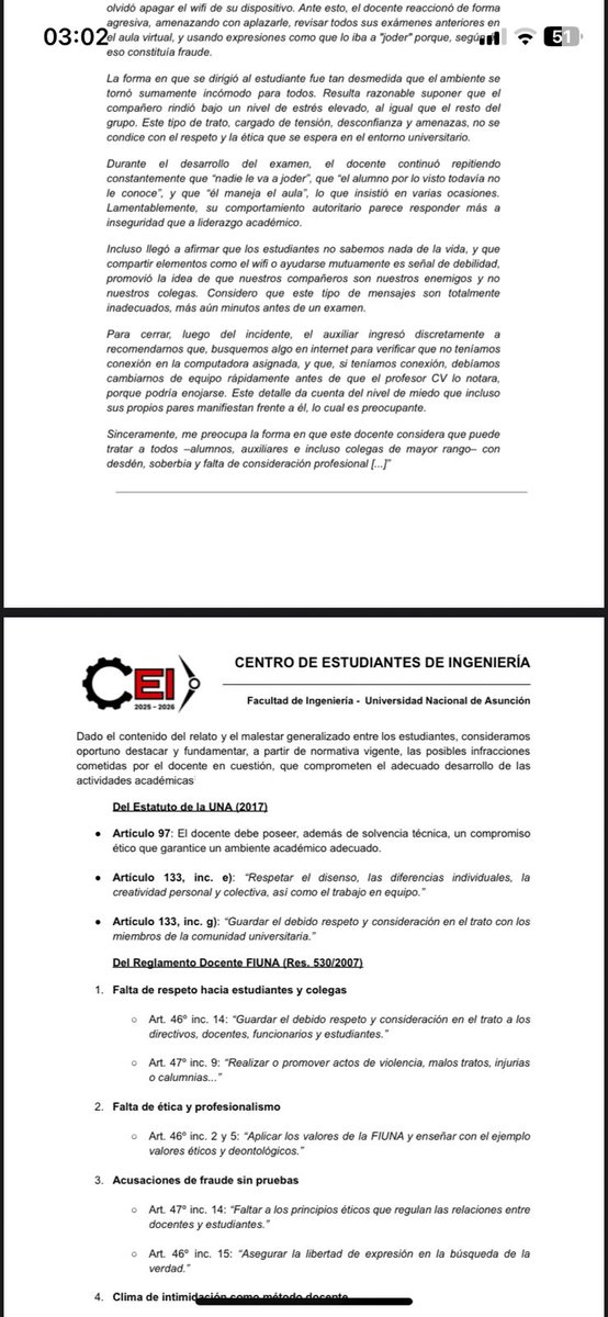 eff1553455's tweet photo. En FIUNA también hubo notas presentadas por estudiantes del año pasado y este año. 
En las notas se cuenta como a un compañero le acusó de fraude sin siquiera haber comenzado el examen y su respectivo testigo. https://t.co/o6gY1zmME7