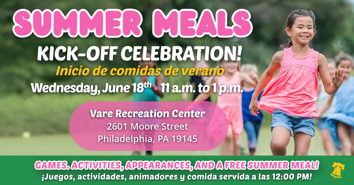 Kick off the 2025 summer meal program with us!
Fun, games, special guests &amp; a free meal served at noon for youth!
📅 June 18
🕚 11AM–1PM
📍 2601 Moore Street. Philadelphia, PA 19145 
@philaparkandrec
 @AmericanDairyNe

Find out more: ⬇️
phila.gov/2025-05-12-kic…