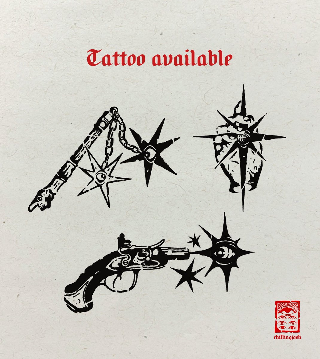 chillingtattoos's tweet photo. NEW TATTOOS AVAILABLE
Original designs available to be tattooed, the size of each is around 14-18cms. Send me a message for bookings and more info.
#tattoflash #chillingjoshtattoo #medieval #goth #darkfantasy #unicorn #swallow #startattoo https://t.co/GpgiHcqnRn