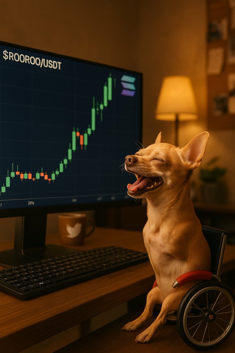 Lucatrader4's tweet photo. @noicedotso Dog with wheels outrunning every rug pull $ROOROO @RooRooLegLess https://t.co/UQu0yAugtl