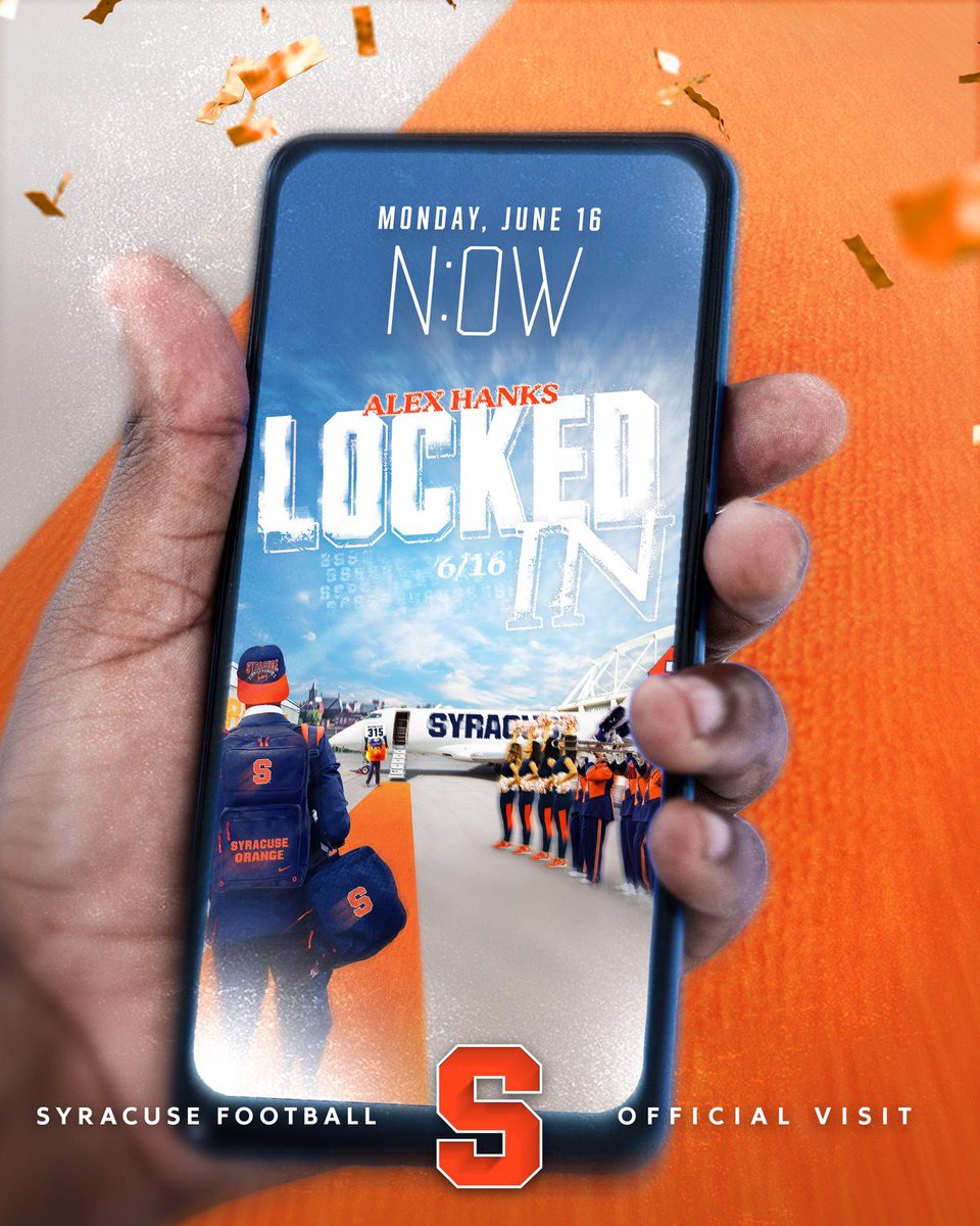 Alex hanks (@iamalexhanks1) on Twitter photo Syracuse Offical Visit LOCKED IN !!!! #Gocuse🍊 #DART <a href="/FranBrownCuse/">Fran Brown</a> <a href="/CuseFootball/">Syracuse Football</a> <a href="/EOJagsFootball/">East Orange HS Football</a> <a href="/COACH_JAKES/">J JACOB</a> <a href="/Baj_Blitz/">Coach Baj</a> <a href="/mookie_abm/">Coach Mook 🫡</a> <a href="/CoachDoubleA/">Antonio Anderson</a>
<a href="/RivalsFriedman/">Adam Friedman</a> <a href="/RivalsRichie/">Richie O’Leary</a> <a href="/247Sports/">247Sports</a> <a href="/On3sports/">On3</a> Syracuse Offical Visit LOCKED IN !!!! #Gocuse🍊 #DART <a href="/FranBrownCuse/">Fran Brown</a> <a href="/CuseFootball/">Syracuse Football</a> <a href="/EOJagsFootball/">East Orange HS Football</a> <a href="/COACH_JAKES/">J JACOB</a> <a href="/Baj_Blitz/">Coach Baj</a> <a href="/mookie_abm/">Coach Mook 🫡</a> <a href="/CoachDoubleA/">Antonio Anderson</a>
<a href="/RivalsFriedman/">Adam Friedman</a> <a href="/RivalsRichie/">Richie O’Leary</a> <a href="/247Sports/">247Sports</a> <a href="/On3sports/">On3</a>