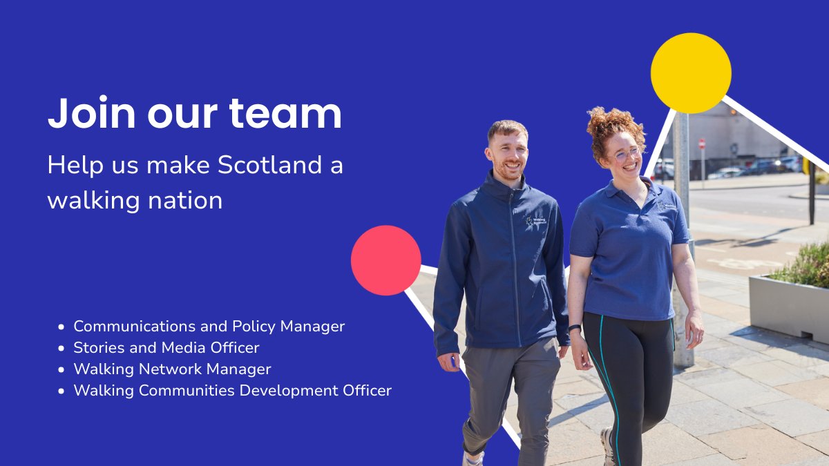Do you want to join us on our new journey as Walking Scotland?

We have 4 exciting vacancies. You'll be joining a passionate and dedicated team working hard to get Scots walking and wheeling.

Find out more and apply now👇
walkingscotland.org.uk/about-us/caree…