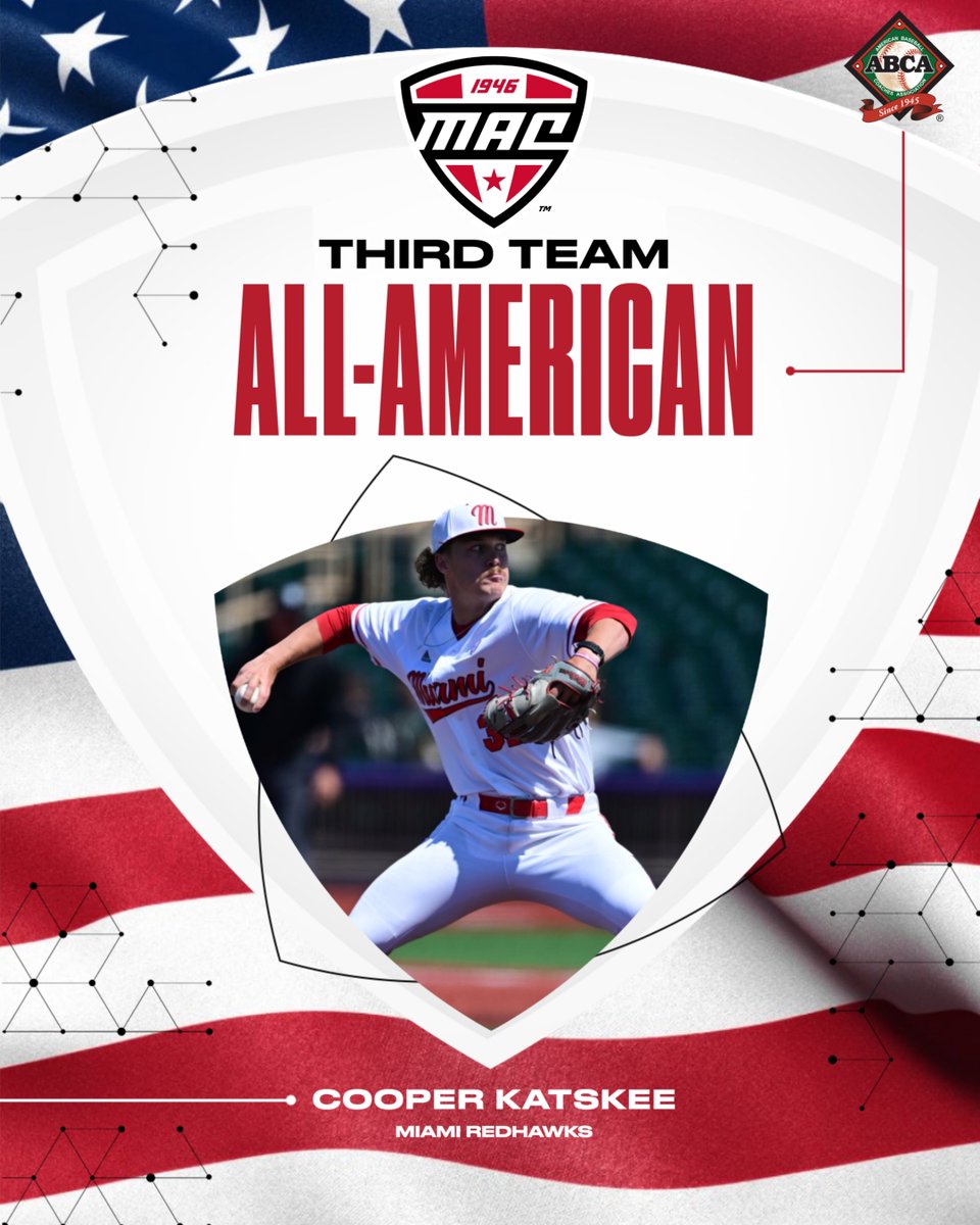 MACtion (@macsports) on Twitter photo ๐บ๐ธ Third Team All-American ๐บ๐ธ
Congrats to <a href="/cooper_katskee/">Cooper Katskee</a> on earning All-America honors from the <a href="/ABCA1945/">ABCA</a>!
<a href="/MiamiOHBaseball/">Miami Baseball</a> | #MACtion ๐บ๐ธ Third Team All-American ๐บ๐ธ
Congrats to <a href="/cooper_katskee/">Cooper Katskee</a> on earning All-America honors from the <a href="/ABCA1945/">ABCA</a>!
<a href="/MiamiOHBaseball/">Miami Baseball</a> | #MACtion