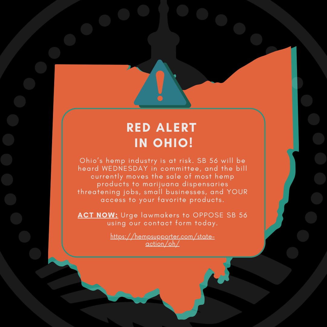 Update in Ohio: On Wednesday, June 18th, Ohio's House Judiciary Committee will meet on SB 56. If you live in Ohio, please use our simple form to urge lawmakers against SB56. ACT NOW: hempsupporter.com/bill/protect-h…