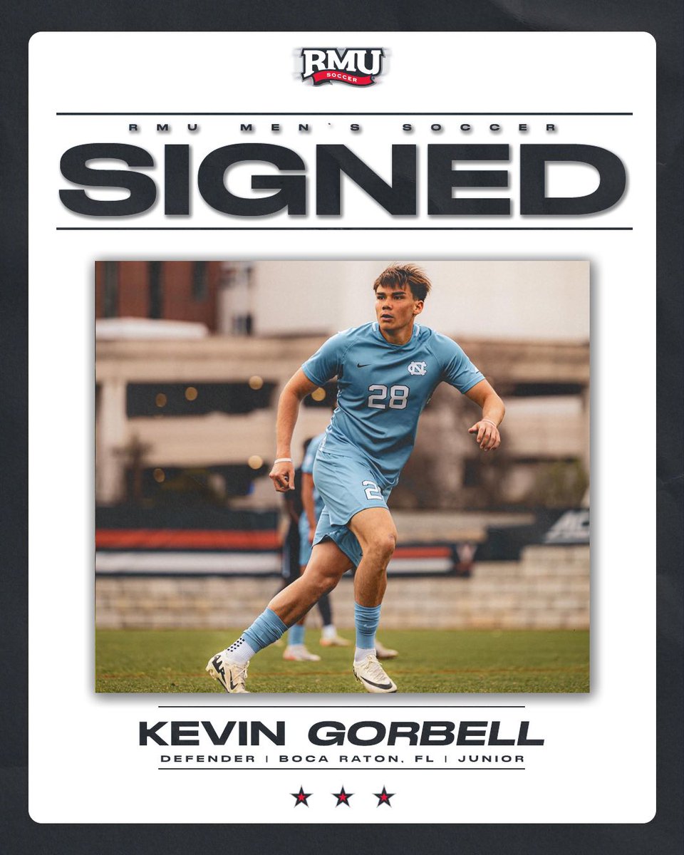 Welcome to RMU, Kevin Gorbell! 🤝 The junior defender joins us from UNC. Let’s go‼️
