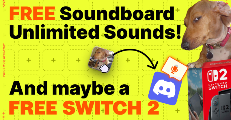 voicemod's tweet photo. We just unlocked FREE Soundboard Unlimited Sounds 
Drop unlimited sounds in any voice chat.
To celebrate, we’re giving away a Nintendo Switch 2
Enter now &amp; make some noise → https://t.co/svd3vewvAr
*Up to 500. You won't get there.