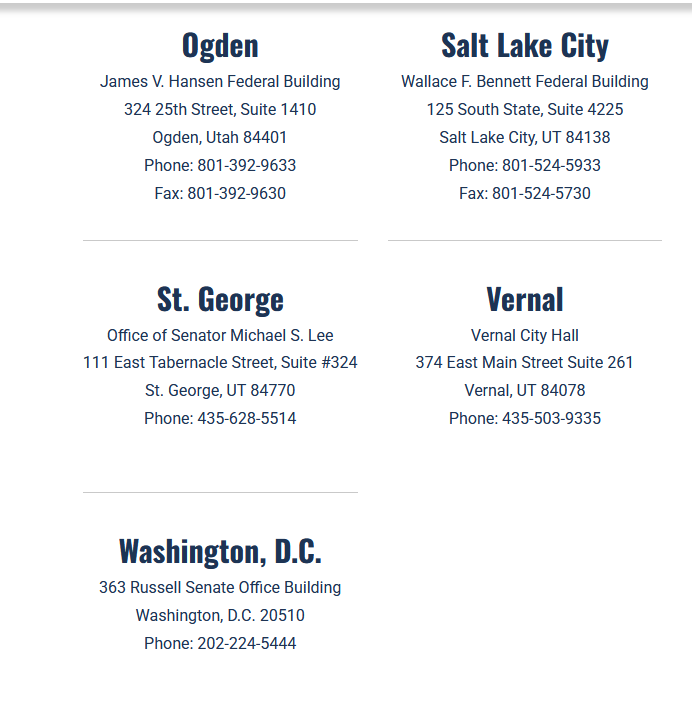 Here is <a href="/SenMikeLee/">Mike Lee</a>'s contact info.  I highly recommend leaving a RESPECTFUL message requesting he resign.