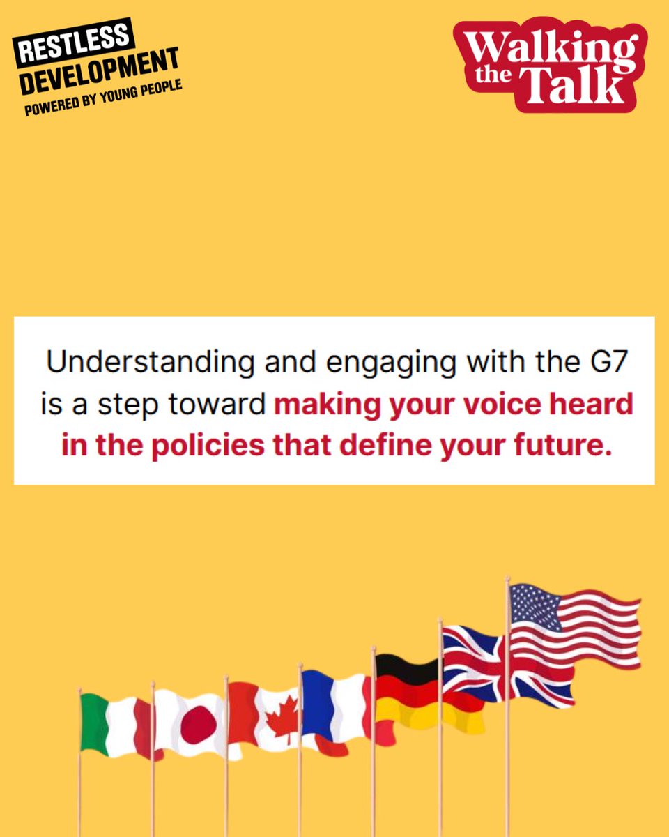 G7 leaders are meeting now and this is all everyone is talking about. But what even is the G7? 🤔 

🔗 Click link below to join! 

restlessdevelopment.org/fund-feminist-…

#youthpower
