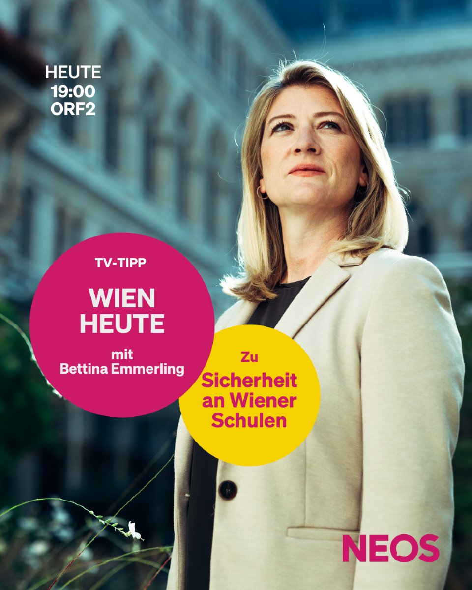 B_Emmerling's tweet image. 📺 Heute um 19 Uhr bin ich live zu Gast bei „Wien Heute“. Wir sprechen über die Sicherheit an Wiener Schulen.