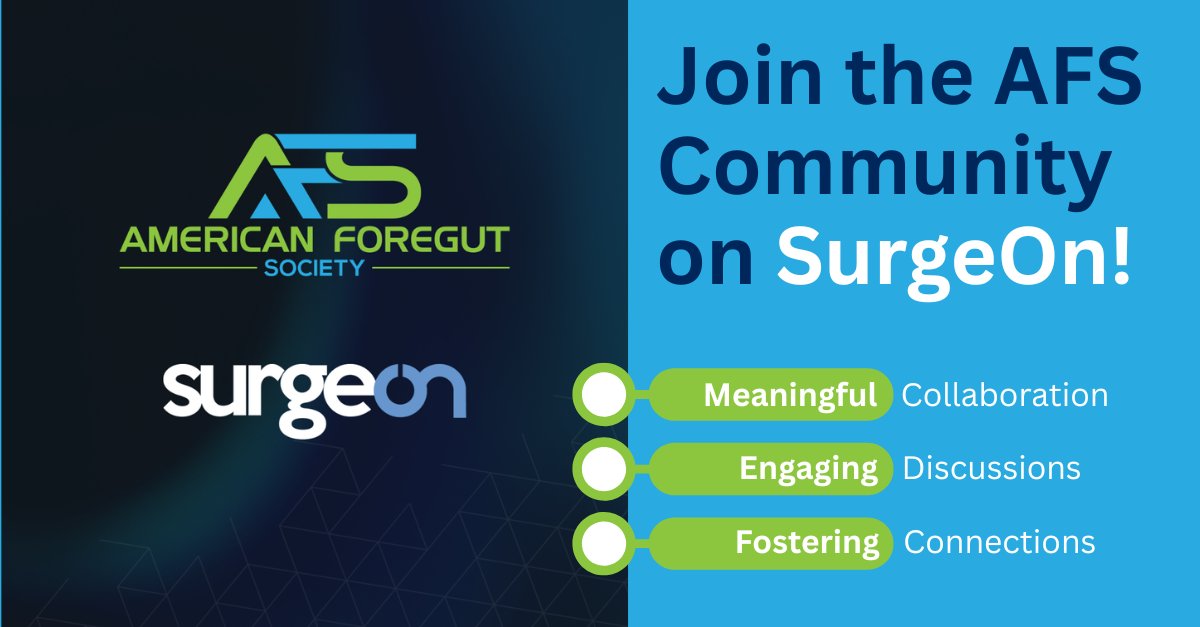 AFS is excited to announce our new partnership with SurgeOn! We're working together to enhance collaboration and broaden access to surgical education.

Explore what’s new and be part of the conversation: zurl.co/YlfMa

#AFS #SurgeOn #foregut #foregutcare