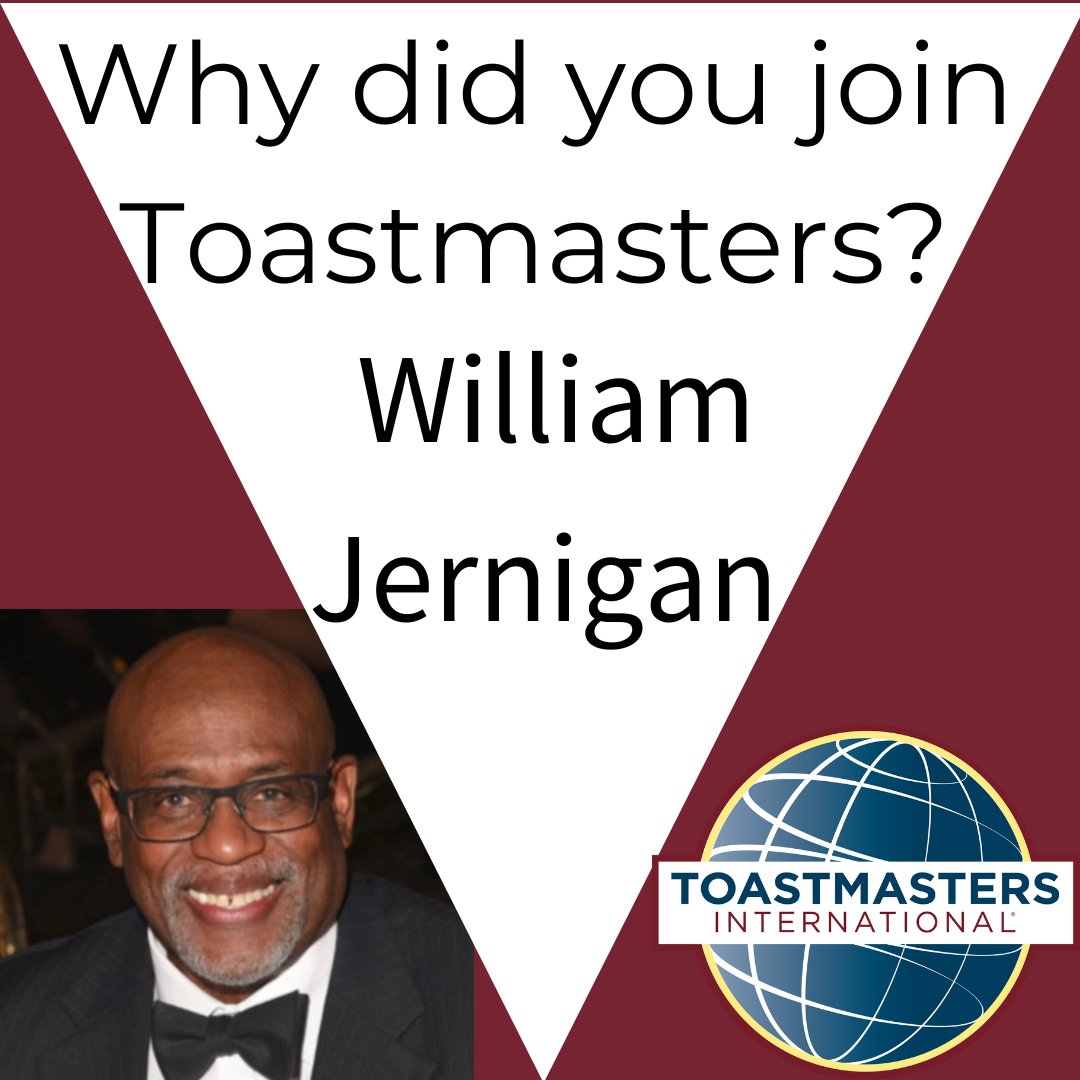 ToastmasterD12's tweet photo. Here is our next video in a new segment: Why did you join Toastmasters?
TODAY’S GUEST IS WILLIAM JERNIGAN.
https://t.co/C5kWflV6xp
 #Toastmasters #PublicSpeaking #CommunicationSkills #LeadershipDevelopment #PersonalGrowth #SpeechCraft #EffectiveCommunication #ConfidentSpeaking https://t.co/vDLV2jOPIx