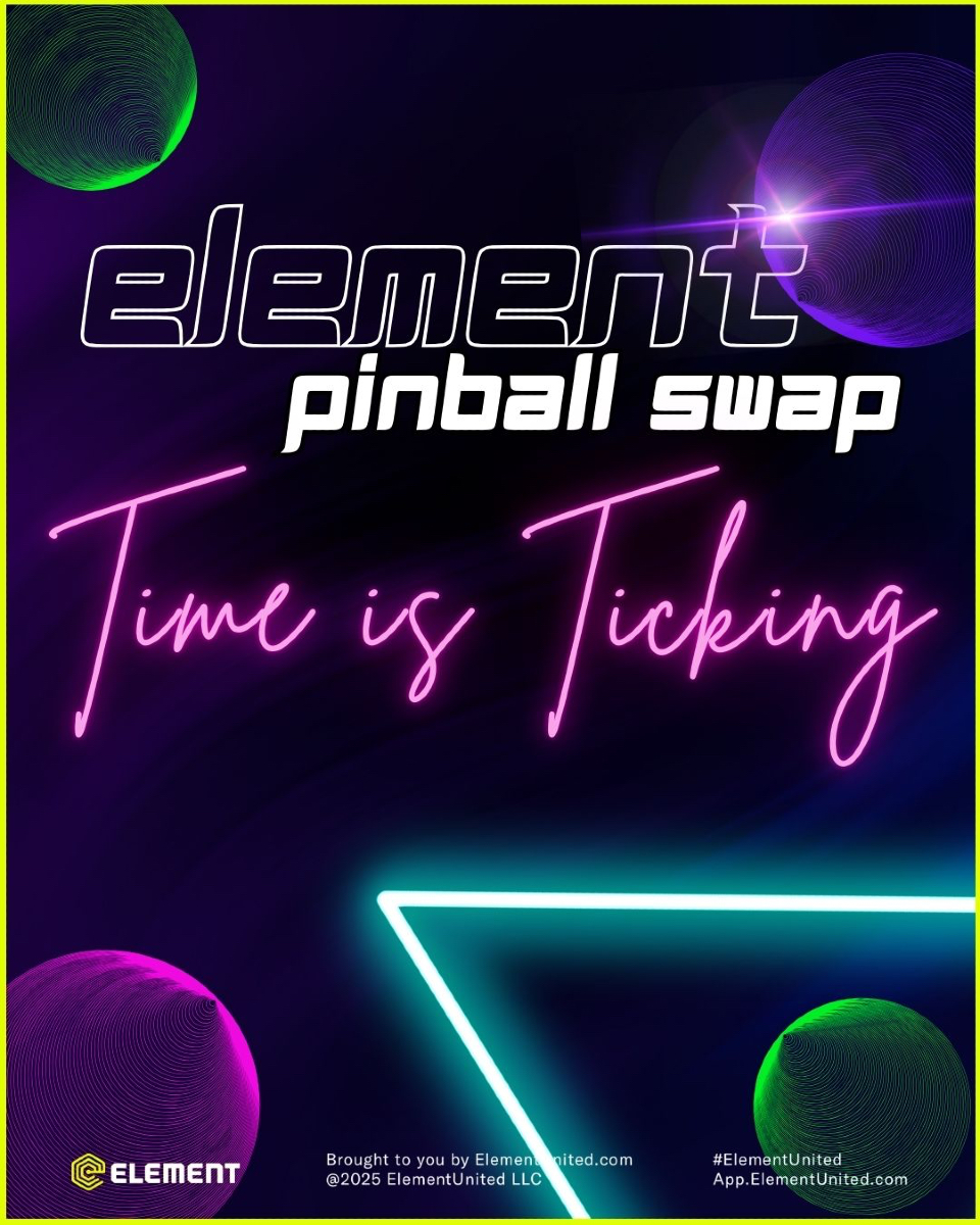GoElementUnited's tweet photo. TWO WEEKS LEFT! 🕹️
The Element Pinball Swap is almost halfway over. Have you submitted your hash yet? It takes less than a minute to enter!

#ElementUnited #PinballSwap #PinballWizard #CryptoCommunity #Web3Updates #BlockchainInnovation #RetroGaming #ArcadeLife #ELMTtoken https://t.co/b4ORf4pAif