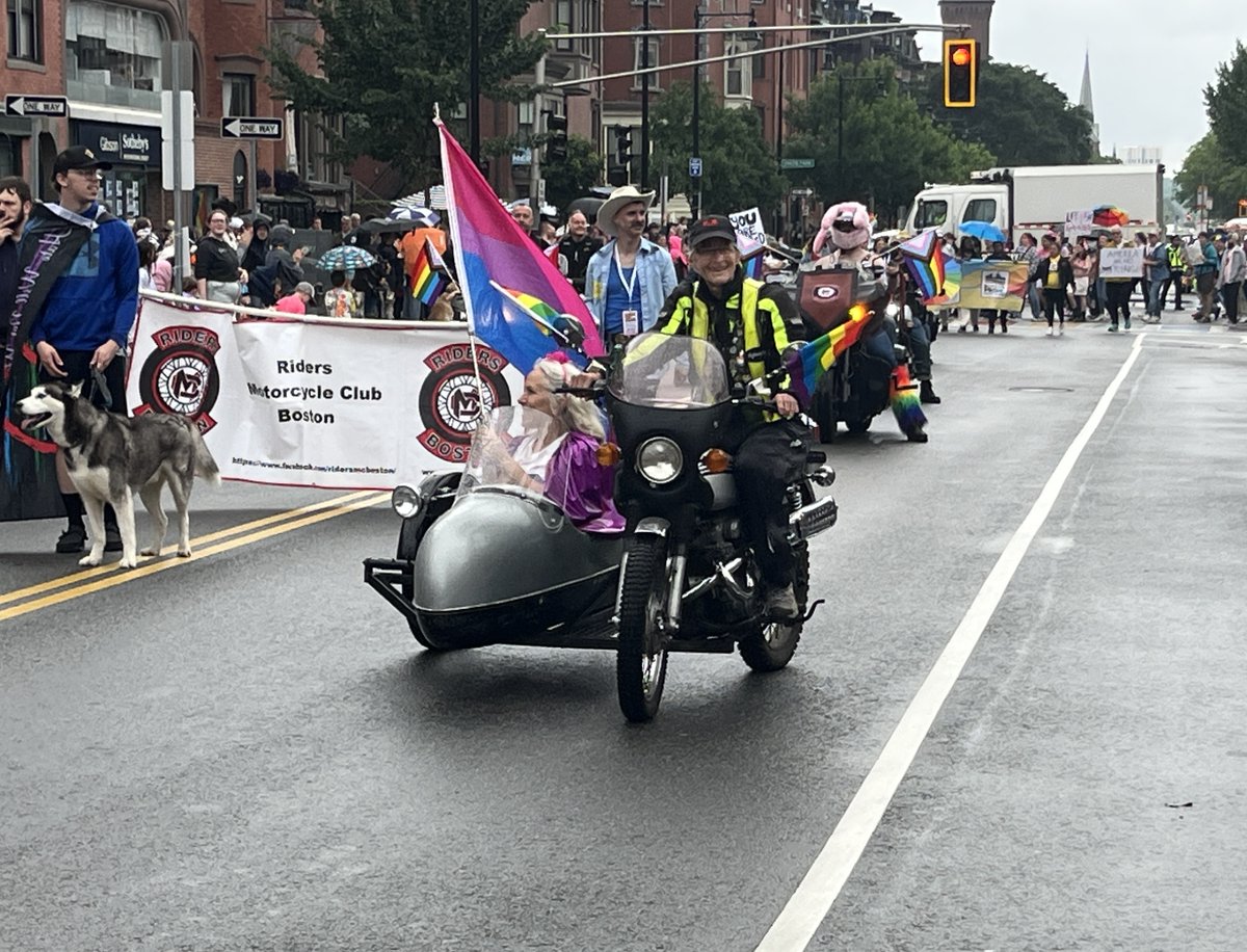 On Saturday, Peg and I proudly rode in the Boston Pride Parade! It was powerful to celebrate and stand together in a time of resistance. It was lightly raining most of the day, but the rain couldn't dampen our pride or our willingness to stand up and say no to kings.