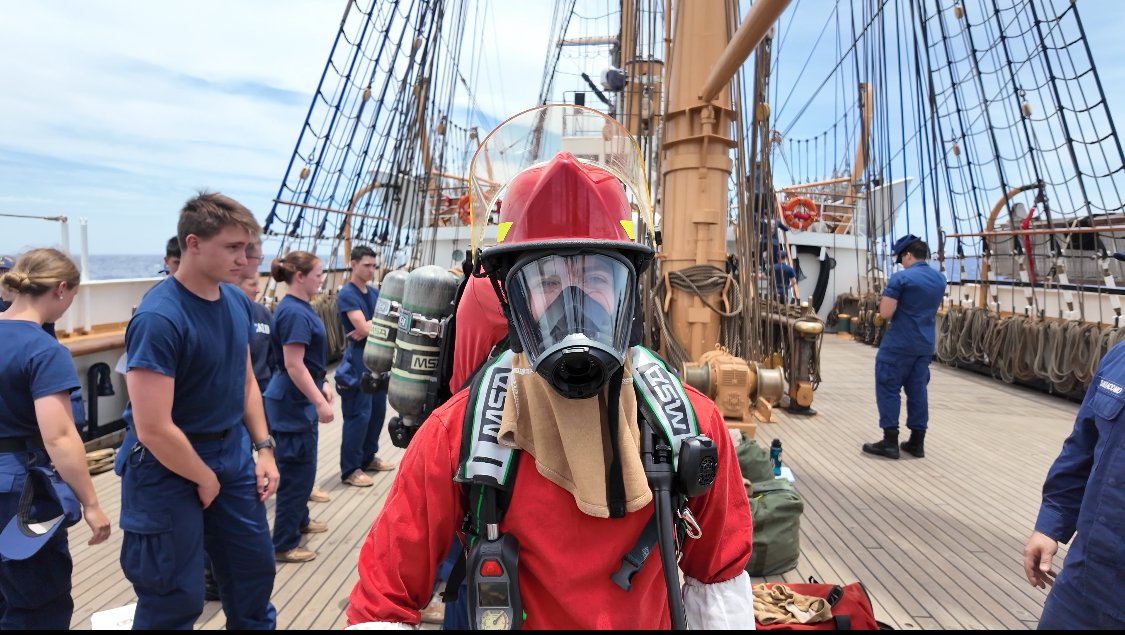 USCGAcademy's tweet image. SUMMER ASSIGNMENT SPOTLIGHT: 3/c Nicholas Foreman spent five weeks aboard USCGC Eagle. His advice? Embrace adversity and push past fear—you won’t regret the once-in-a-lifetime moments. Favorite memory: mess deck karaoke. 🎤⚓ #USCGA #SummerAssignment