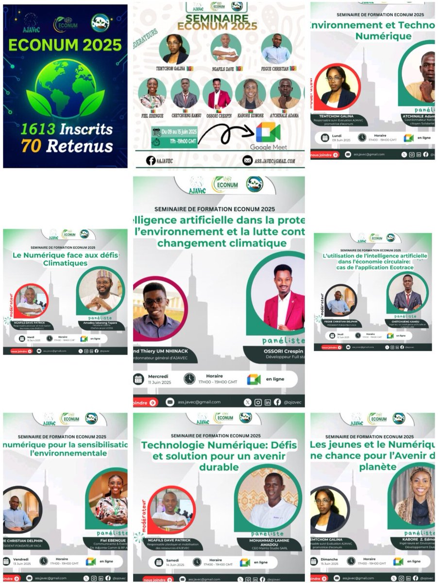 Du 9 au 15 juin, j'ai participé au séminaire #EcoNUM2025 sur l'écologie numérique 
👉🏾 IA verte, e-déchets, économie circulaire, mobilisation digitale
 Merci à <a href="/ass_javec/">AJAVEC</a> et YAKA et tous les intervenants pour cette semaine enrichissante ! #NumériqueVert #Climat