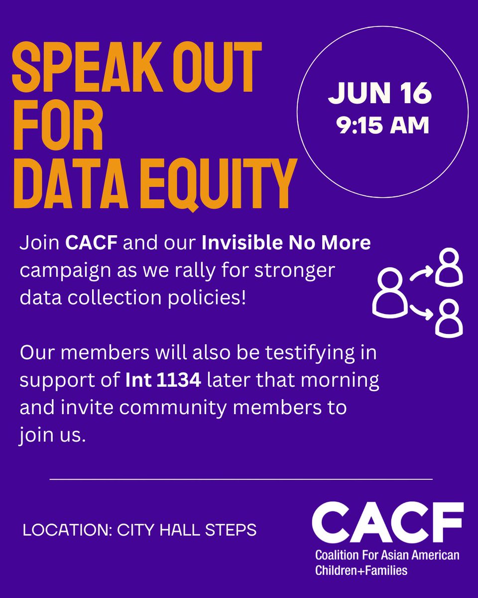JASSIorg's tweet photo. On Monday, June 16, CACF’s Invisible No More campaign will rally on the steps of City Hall in support of data equity! We’re calling on City Council to pass Int. 1134, a historic race &amp; ethnicity data collection bill. https://t.co/zouUfzibgZ https://t.co/GBb0zxyg7r