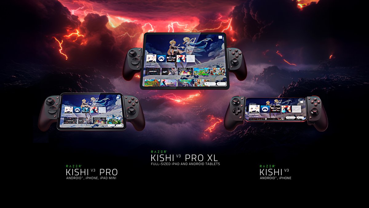 Erlebt God-Tier Mobile Gaming mit der neuen Razer Kishi V3-Serie! 
Konsolen-Feeling auf eurem Smartphone, Mini-Tablet oder Tablet – Präzise TMR-Thumbsticks, klickende Rücktasten und Claw-Grip-Bumper. Next Level Mobile Gaming. 🎮rzr.to/kishiv3-line-DE