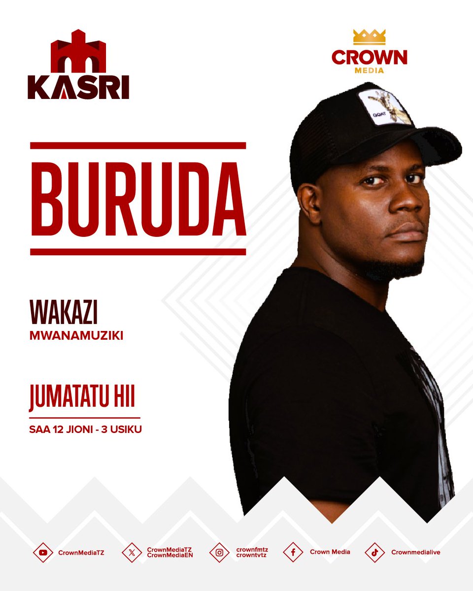 CrownMediaTZ's tweet photo. Kwenye #BURUDA leo Tutakuwa Msanii wa Hip-Hop @Wakazi ndani ya #KasriLaKiikeke
Sikiliza @crownfmtz Kuanzia Saa 12:00 Jioni hadi Saa 3:00 Usiku…..
#KasriLaKikeke #HapaNiNyumbani https://t.co/Guscv96Wte