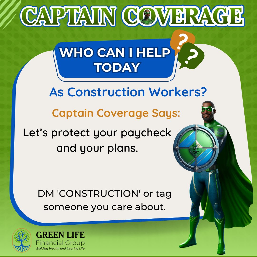 DavidHarri82792's tweet photo. Who Can I Help Today?
Construction Workers
https://t.co/HD4FGKbdQJ or 470-990-7124
#captaincoverage #greenlifefinancialgroup https://t.co/RUqKU67txm