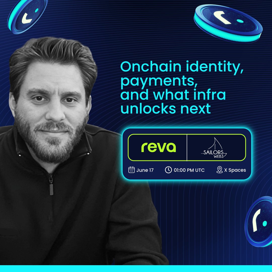 Reveel (@r3vl_xyz) on Twitter photo Reva x Sailors AMA
Weβll be talking to <a href="/sailorsweb3/">Sailors Web3</a> about the future of onchain identity, payments & infra
π
June 17
π 1PM UTC
π Spaces:
x.com/i/spaces/1lDxL⦠Reva x Sailors AMA
Weβll be talking to <a href="/sailorsweb3/">Sailors Web3</a> about the future of onchain identity, payments & infra
π
June 17
π 1PM UTC
π Spaces:
x.com/i/spaces/1lDxLβ¦