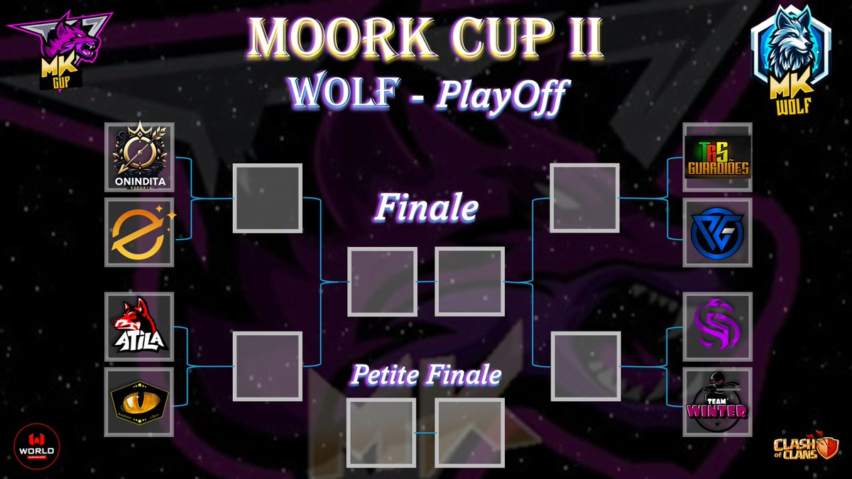 Mandakarta's tweet photo. MOORK CUP UNIVERSE 

We're now in the quarterfinals of our two competitions.

Congratulations to the eight teams still in contention for their victory!

#cocesport #coc #esport https://t.co/OQHssefRSk