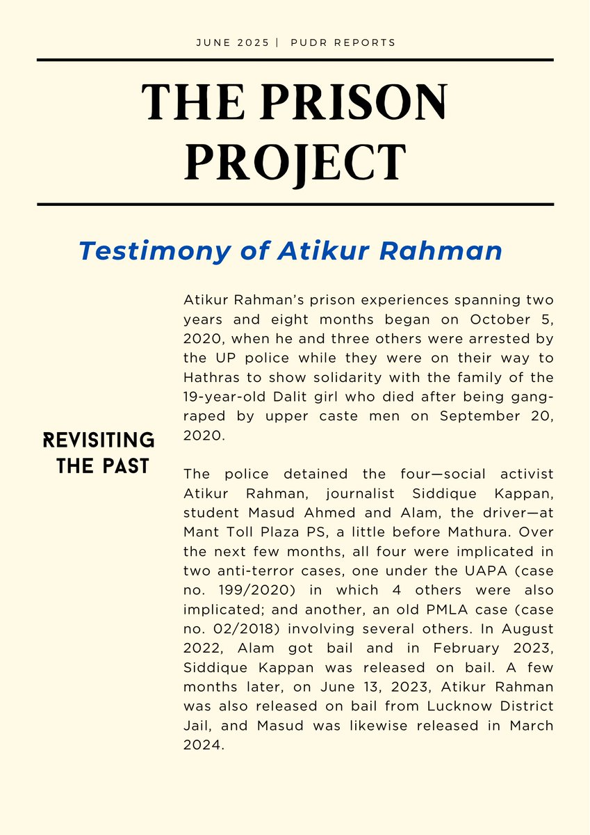 PUDR_Delhi's tweet photo. Testimony of Atikur Rahman, Read PUDR’s Prison Project full report on https://t.co/gUbP6TKwxA https://t.co/8wAzfebRTN