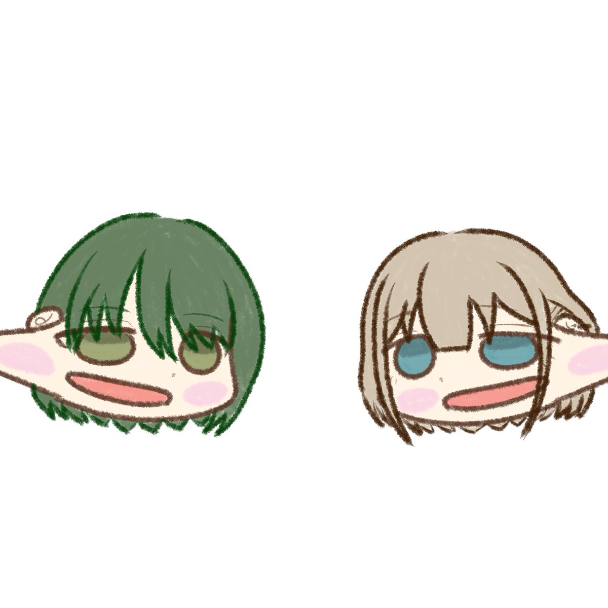 おもちなので吸われてしまっている よもぎもちにちかとあさひ大福