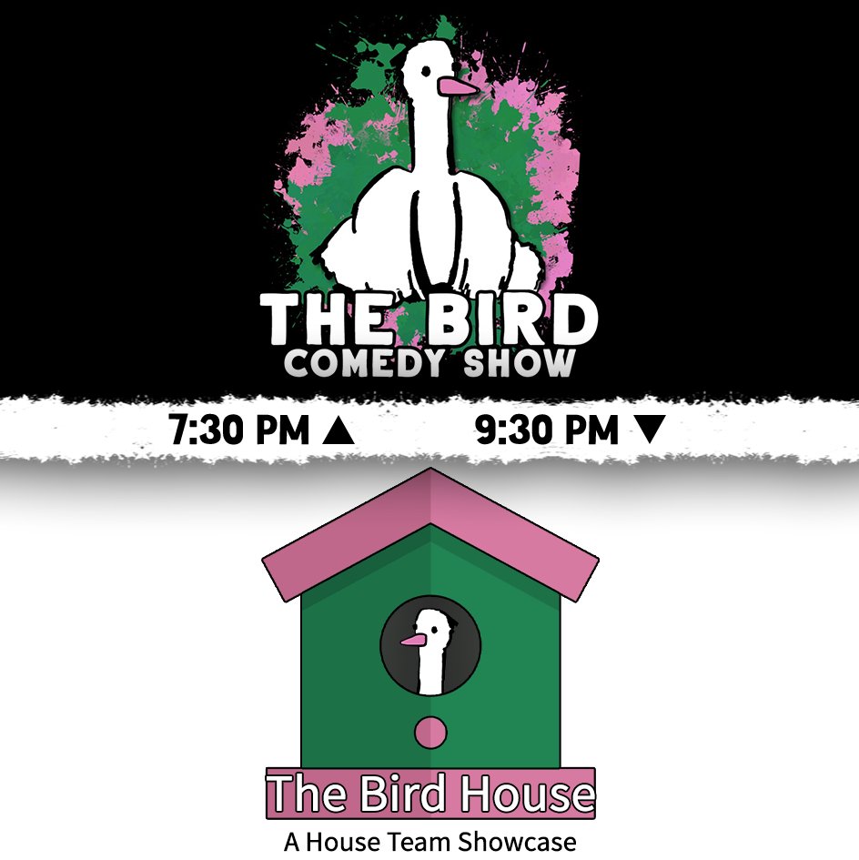 TheBirdComedy's tweet photo. This Week at The Bird

Wednesday
IFCKC Monthly Meeting

Thursday
Black Birds @ The Bird

Friday
The Bird Comedy Show
Carabiners &amp; Sensible Hatchbacks

Saturday
Free Happy Hour Improv Drop-In
The Bird Comedy Show
The Bird House

Buy online &amp; save some $$$

https://t.co/a81Bw2mHQx https://t.co/toFeAbMMna