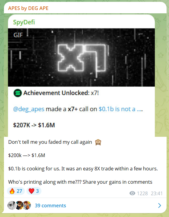 deg_ape's tweet photo. I gave you $TRUMP before it pumped 300X π₯
I gave you $TURBO before it pumped 200X π₯
I gave you $LNQ before it pumped 100X π₯
I gave you $MURAD before it pumps $90X π₯
and lot more recent WINS in my free TG community.
All you need is to join in & ape right away π https://t.co/sbiIZaUmsJ