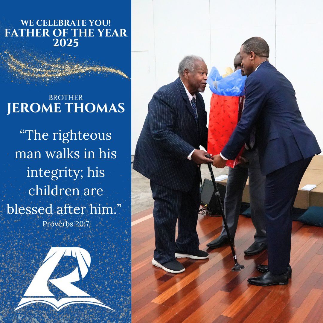 rhemacanada's tweet image. WE CELEBRATE YOU!

👑 FATHER OF THE YEAR 2025
Brother Jerome Thomas 

“The righteous man walks in his integrity; his children are blessed after him.” Proverbs 20:7

#FatherOfTheYear #RhemaChristianMinistries