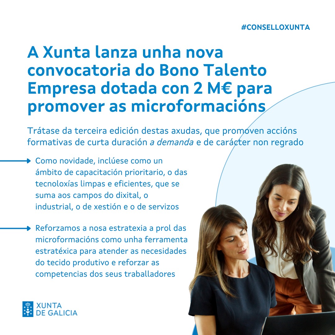 🔵 Co lanzamento desta nova edición, aprobada no #ConselloXunta, prevese beneficiar 130 empresas e formar arredor de 1.500 persoas do seu cadro de persoal, promovendo a súa formación e reciclaxe continua