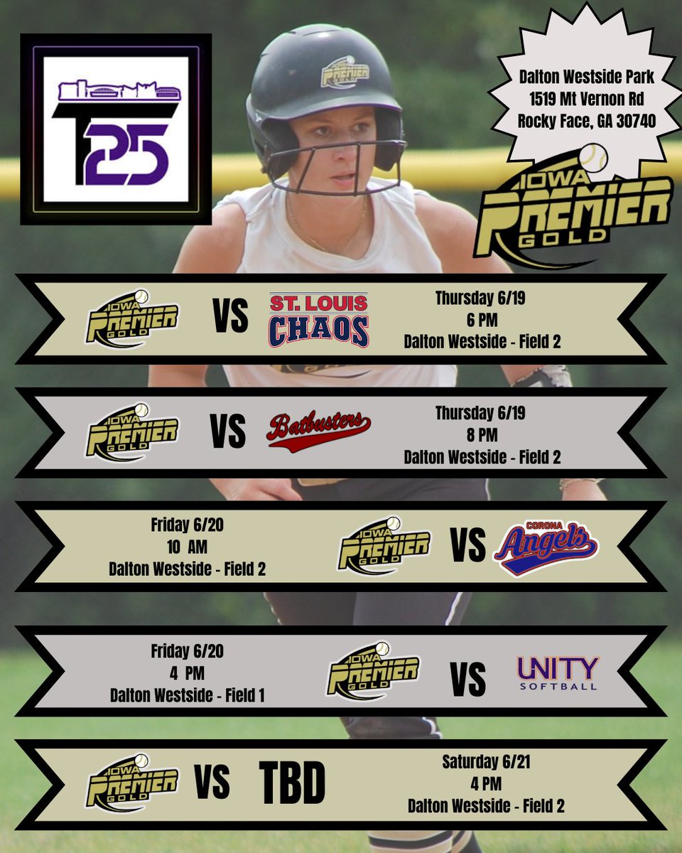 Brooklyn Swick 2028 (@brooklynswick) on Twitter photo 🌟 Next up - Scenic City Top 25 🌟
Rocky Face, Georgia
💛 Schedule Drop 🖤
Bracket starts Saturday!
<a href="/D1Softball/">D1Softball</a> <a href="/IowaPremierFP/">Iowa Premier Fastpitch</a> <a href="/OliviaHPaz1997/">Olivia Paz</a> <a href="/ExtraInningSB/">EXTRA INNING SOFTBALL</a> <a href="/LineDsoftball/">Line Drive Media</a> <a href="/DirectRecruits/">Direct Recruits</a> <a href="/softball_champ1/">ALL ABOUT SOFTBALL</a> <a href="/CoastRecruitsSB/">Coast Recruits 🥎</a> <a href="/CoastRecruits/">Coast 2 Coast Recruits</a> <a href="/playsbigger/">PLAYS BIGGER</a> <a href="/SoftballRecruit/">Softball Recruit 🥎</a> 🌟 Next up - Scenic City Top 25 🌟
Rocky Face, Georgia
💛 Schedule Drop 🖤
Bracket starts Saturday!
<a href="/D1Softball/">D1Softball</a> <a href="/IowaPremierFP/">Iowa Premier Fastpitch</a> <a href="/OliviaHPaz1997/">Olivia Paz</a> <a href="/ExtraInningSB/">EXTRA INNING SOFTBALL</a> <a href="/LineDsoftball/">Line Drive Media</a> <a href="/DirectRecruits/">Direct Recruits</a> <a href="/softball_champ1/">ALL ABOUT SOFTBALL</a> <a href="/CoastRecruitsSB/">Coast Recruits 🥎</a> <a href="/CoastRecruits/">Coast 2 Coast Recruits</a> <a href="/playsbigger/">PLAYS BIGGER</a> <a href="/SoftballRecruit/">Softball Recruit 🥎</a>