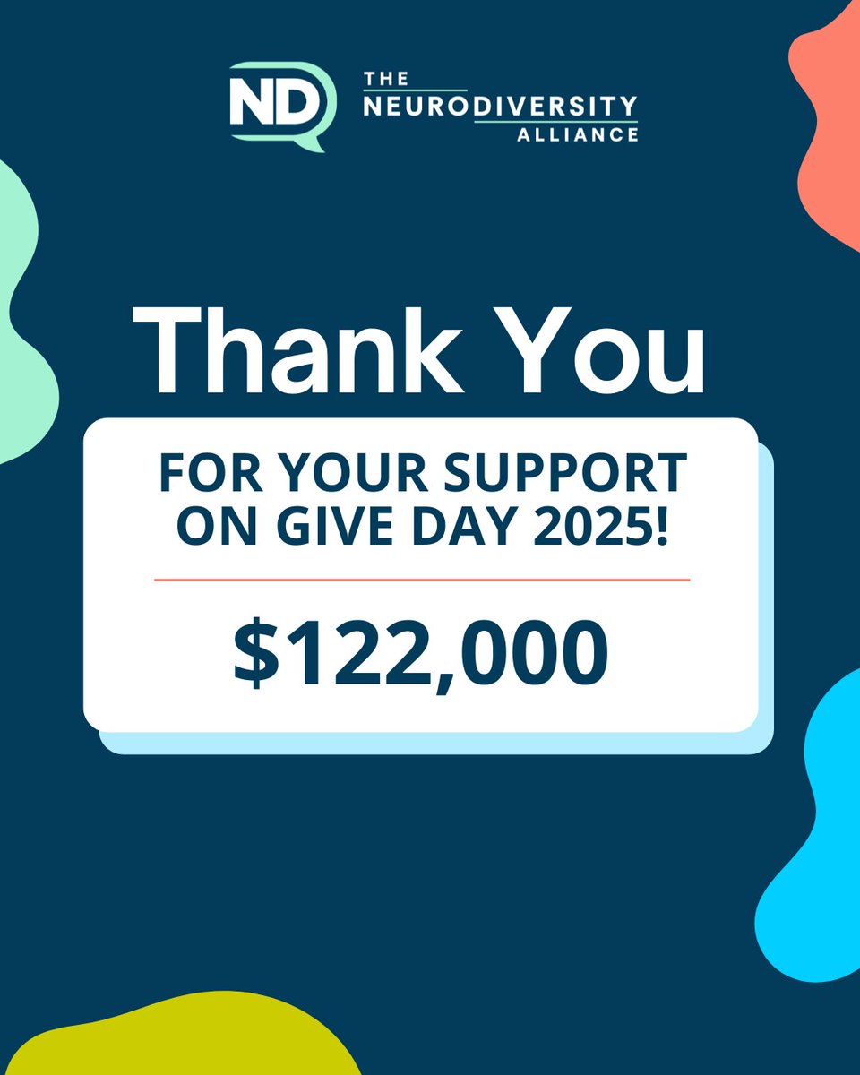 💙 Give Day 2025 was unforgettable — and today, on Neurodiversity Pride Day, we celebrate YOU.

Thanks to your support, we raised $122K for scholarships, clubs &amp; leadership programs!

Still want to give? 👉 give.thendalliance.org/GiveDay25

#GiveDay2025 #NDPrideWeek