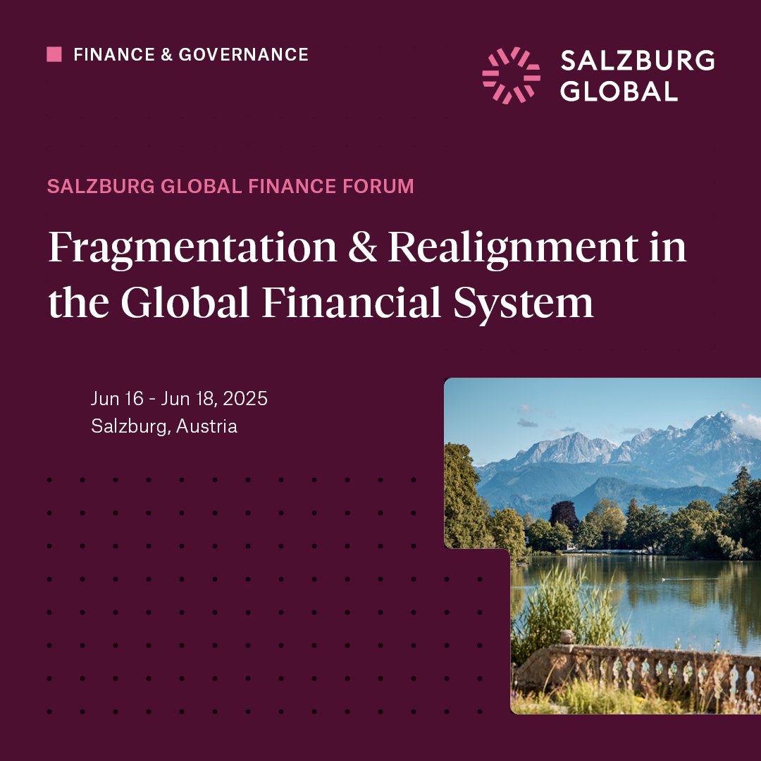 The Salzburg Global Finance Forum 2025 has just begun!
This year’s focus: “Fragmentation &amp; Realignment in the Global Financial System” — a timely dialogue on navigating global financial complexity.

🔗 ow.ly/SbS650Wa63M

#FinanceForum #GlobalFinance #FinancialLeadership