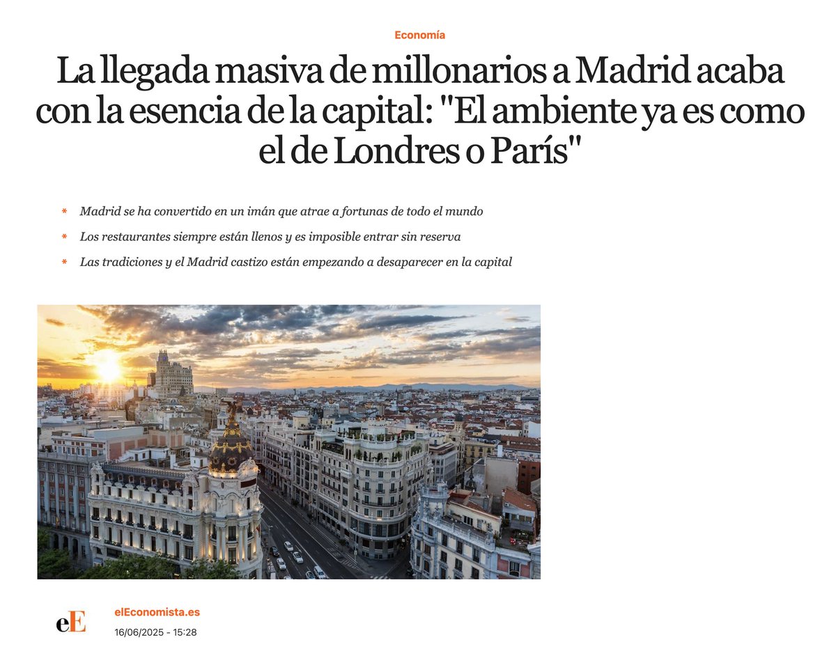 Los millonarios se dan de codazos por ir a Madrid, sobre todo desde que tienen que pagar el Impuesto temporal de Solidaridad de las Grandes Fortunas. ¡Ya deben ser más de un cuarto de los madrileños! Lo que hay que oír.