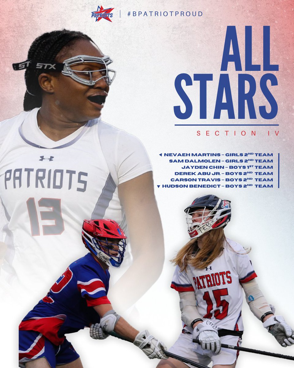 🥍 | Congratulations to our lacrosse players who were named Section IV All-Stars this past season! #BPatriotProud