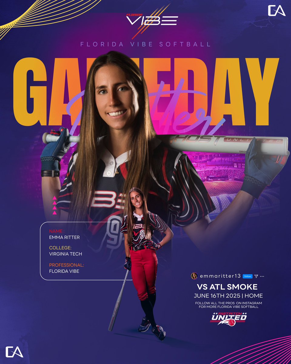 Four One Sports (@fouronesports) on Twitter photo GAMEDAY Vibes‼️
Home Opener TONIGHT
Vibe vs ATL Smoke
6:00PM
<a href="/floridavibesb/">Florida Vibe</a> <a href="/fastpitchunite/">Fastpitch United</a> <a href="/CoachDot_LU/">Dot Richardson</a> GAMEDAY Vibes‼️
Home Opener TONIGHT
Vibe vs ATL Smoke
6:00PM
<a href="/floridavibesb/">Florida Vibe</a> <a href="/fastpitchunite/">Fastpitch United</a> <a href="/CoachDot_LU/">Dot Richardson</a>